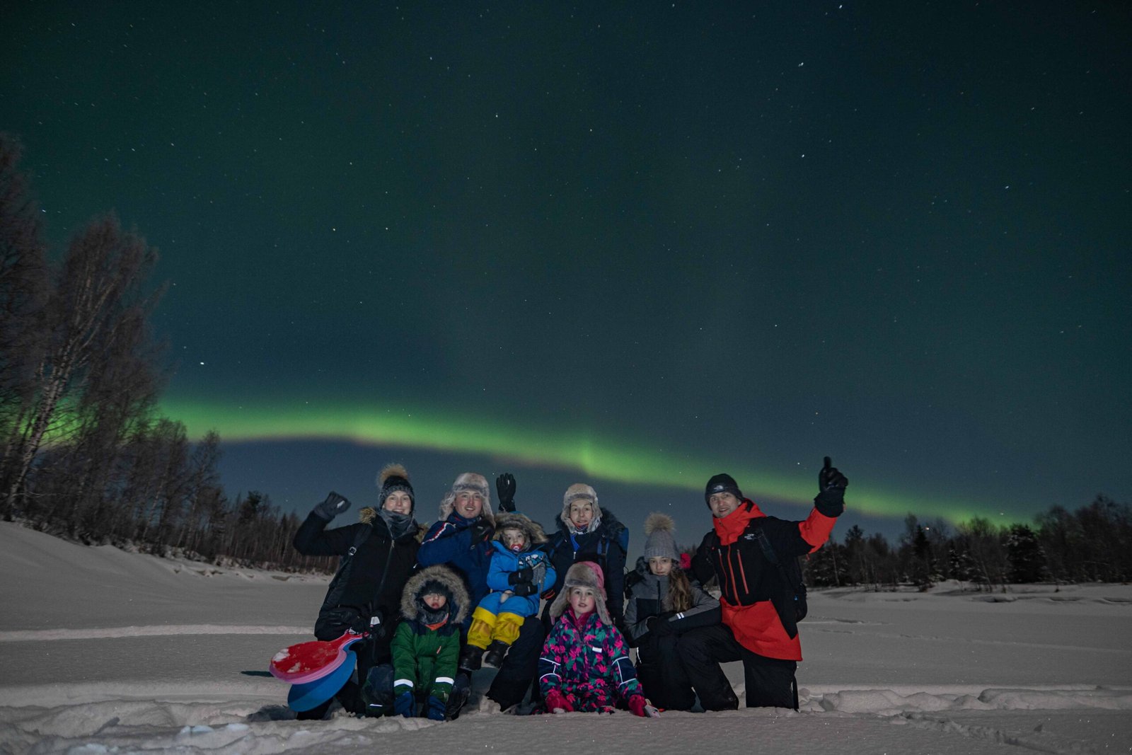 Northern lights family Rovaniemi