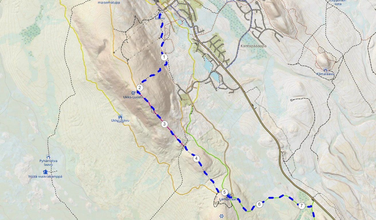 The first part of the independent hike from Luosto to Pyhä, accessible from Rovaniemi