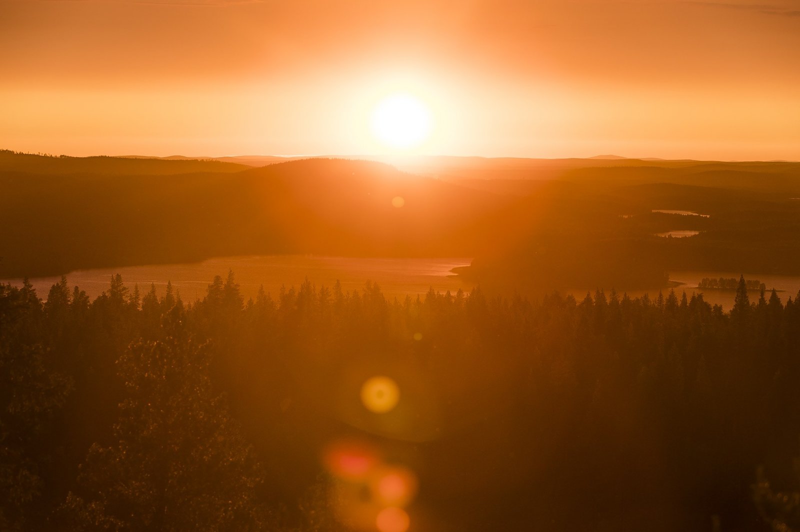 Midnight sun in Rovaniemi Lapland Finland