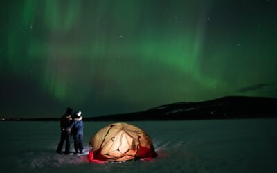 Overnight Camp on a frozen lake in Lapland