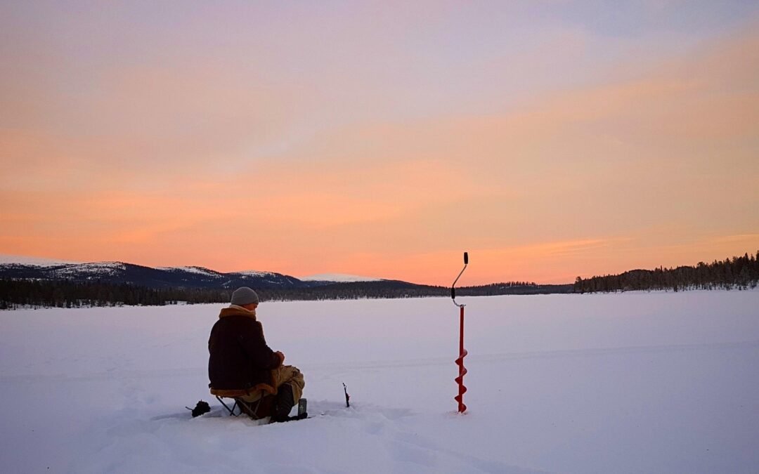 Ice-Fishing By Foot On Lake Ylläsjarvi
