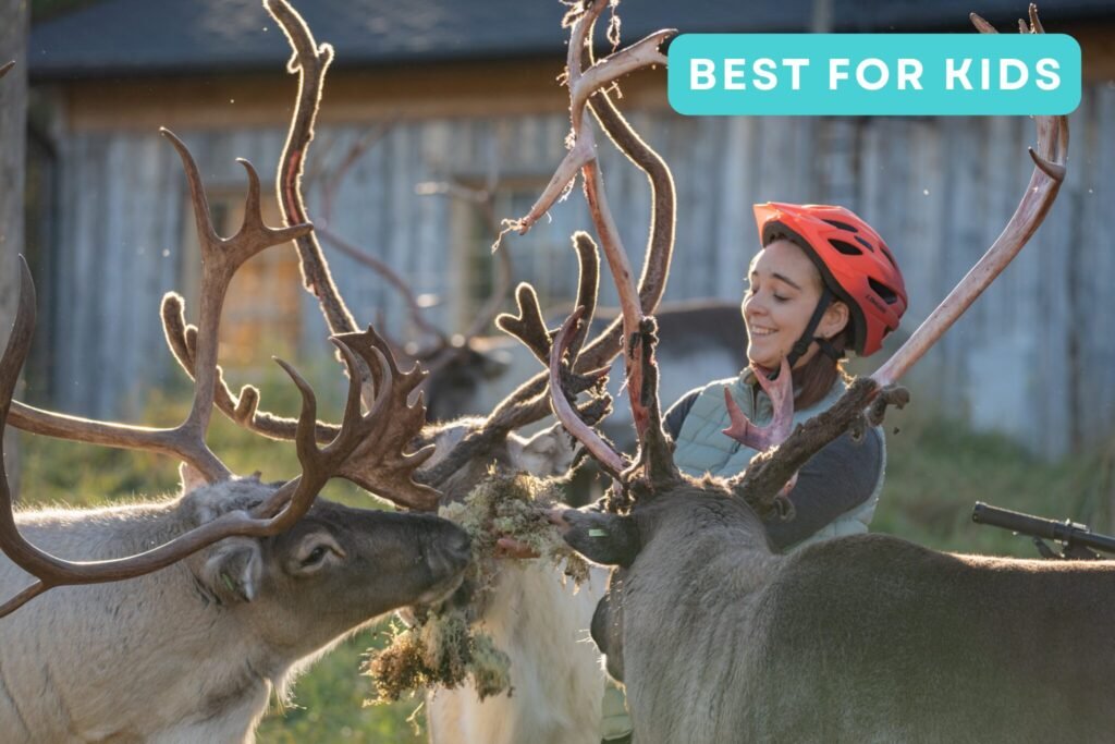 E-bike reindeer farm familly