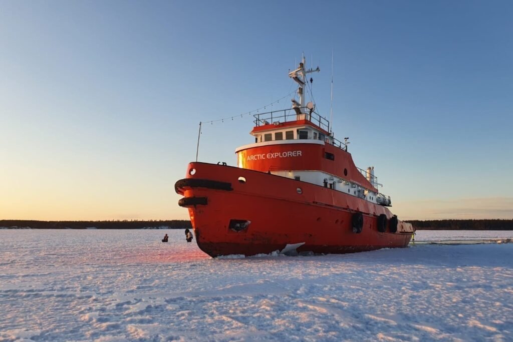 This is an educational arctic adventure aboard a real industrial icebreaker.
