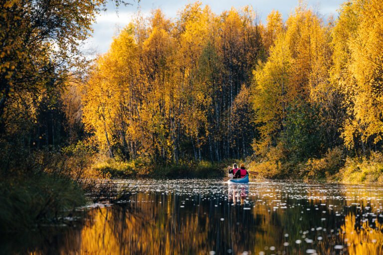 Come see Autumn colours with Canoe in Lapland Finland Levi